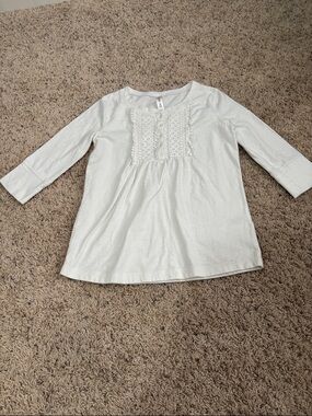 Cherokee White Girls' Botton Lace-Front Top